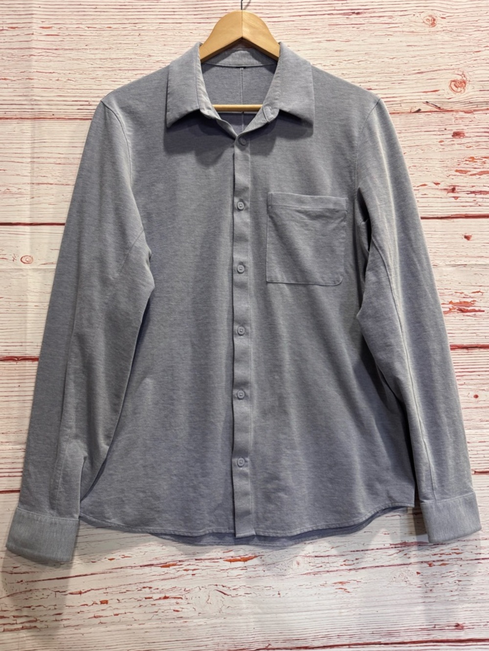 Lululemon Commission Long Sleeve Shirt in Harbor Blue / White Sz M